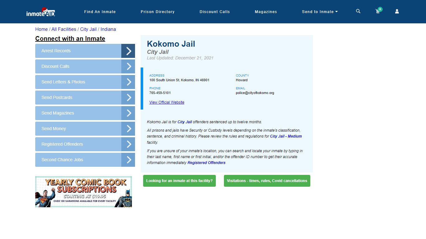 Kokomo Jail | Inmate Locator